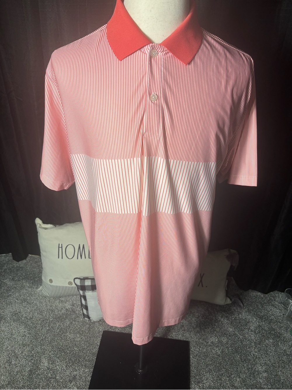Tabasco Sport Men's Short-Sleeve Red Stripe Polo Shirt Size Large
